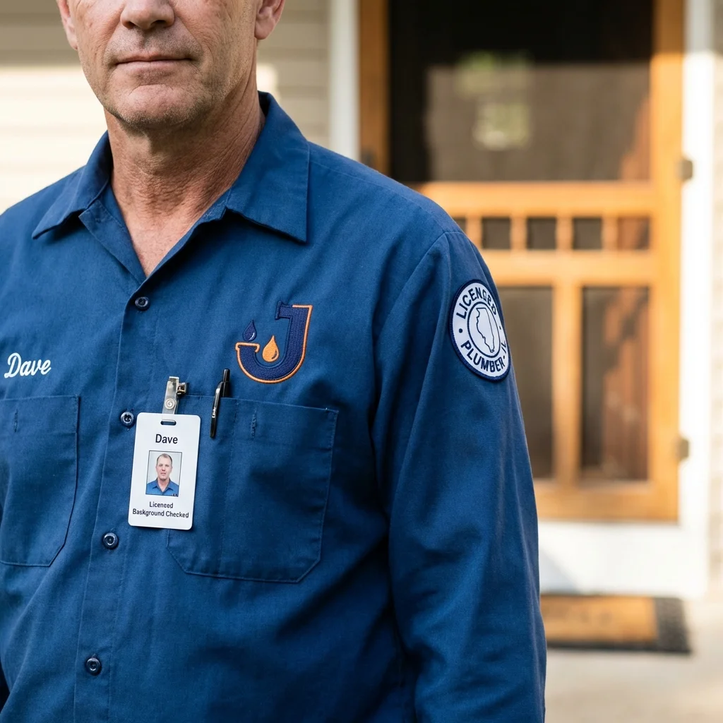 Licensed plumber showing ID badge in Fort Thomas, KY