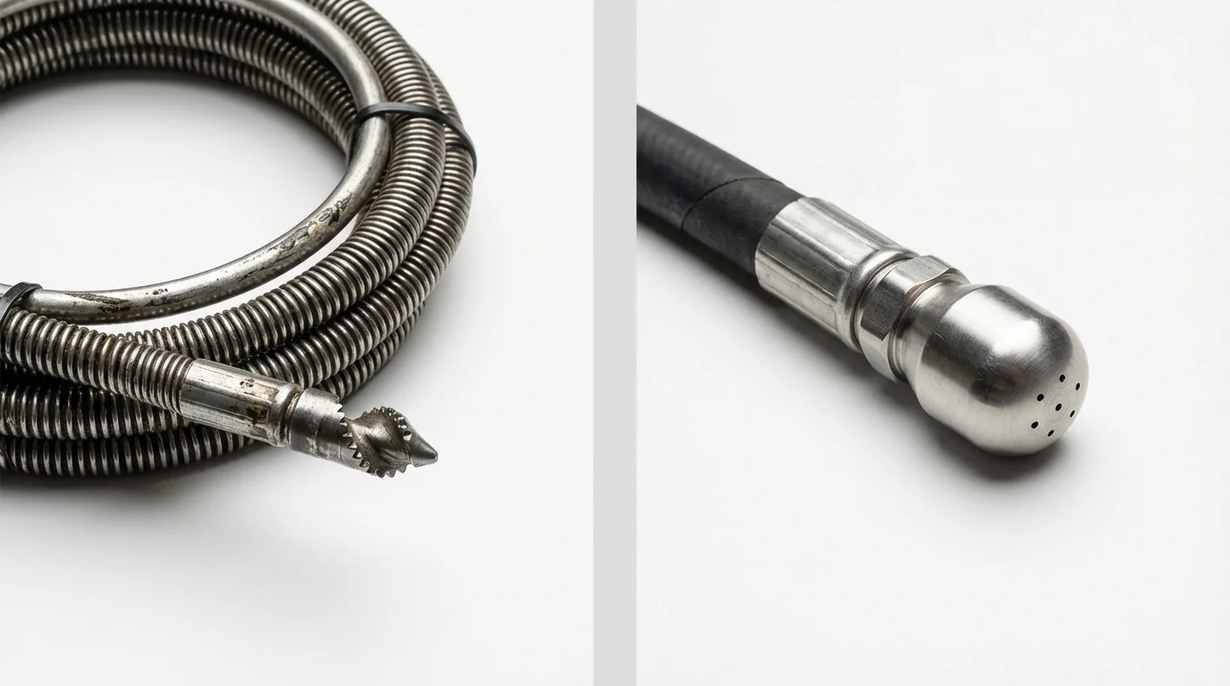 Drain snake cable and hydro jetting nozzle used for drain cleaning in Fort Thomas, KY