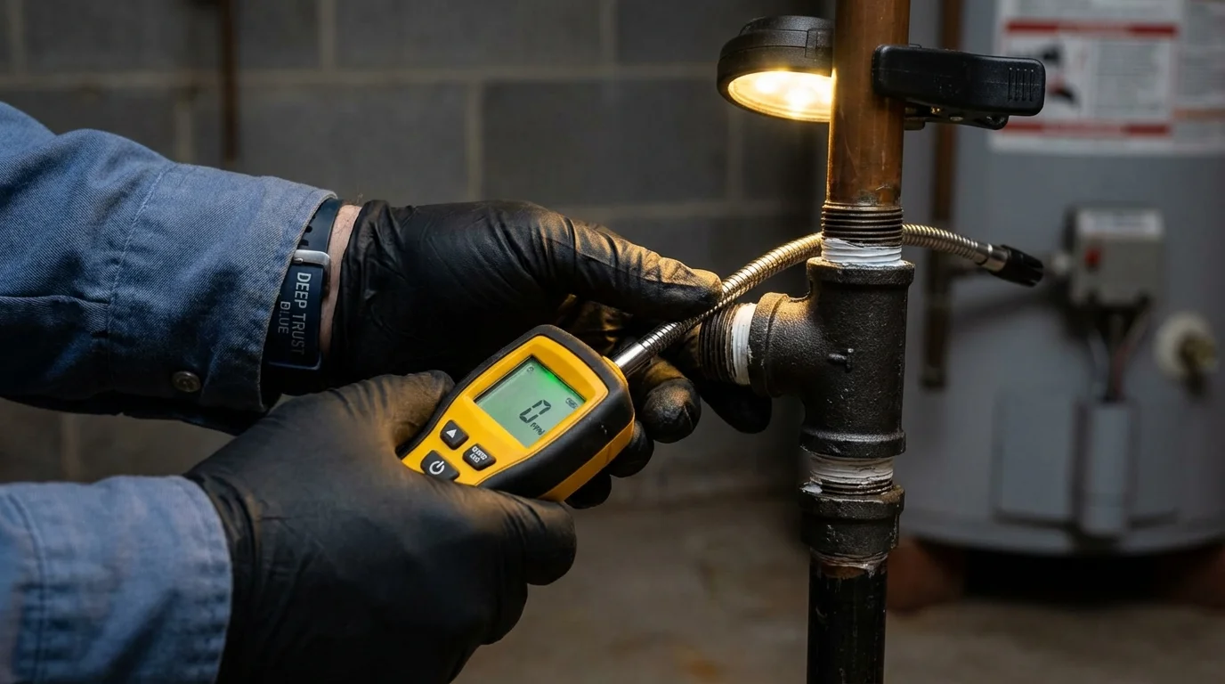 Gas leak detection with electronic sniffer by Johns Plumbing LLC in Fort Thomas