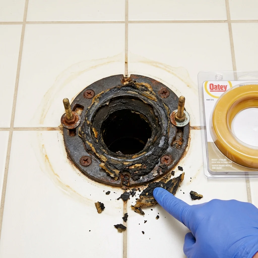 Failed wax ring showing water seepage at the base of a toilet in a Fort Thomas, KY home