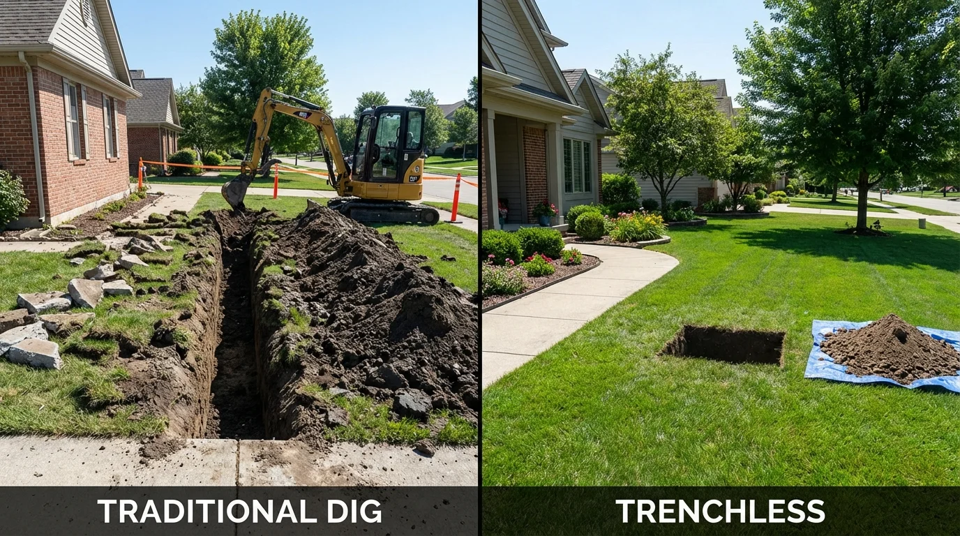 Trenchless sewer repair with minimal yard damage versus traditional excavation in Fort Thomas, KY